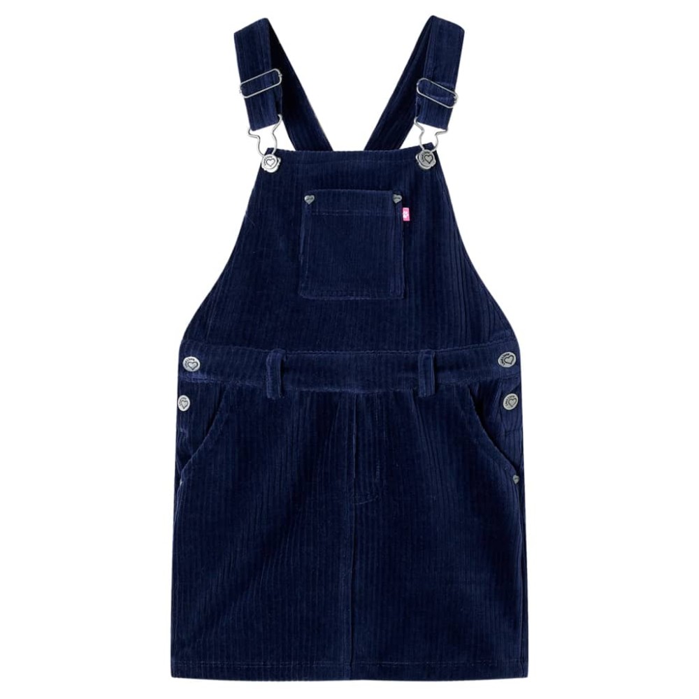 Rochie salopetă pentru copii, velur, bleumarin, 104