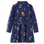 Rochie de copii cu mâneci lungi și șnur bleumarin 92