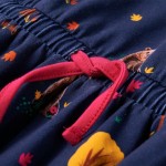 Rochie de copii cu mâneci lungi și șnur bleumarin 92