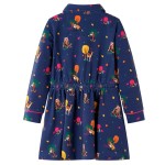 Rochie de copii cu mâneci lungi și șnur bleumarin 116
