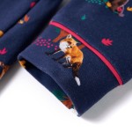 Rochie de copii cu mâneci lungi și șnur bleumarin 140