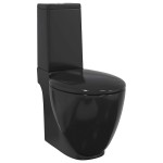 vidaXL Toaletă, negru, ceramică, flux de apă în spate vidaXL Toaletă, negru, ceramică, flux de apă în spate