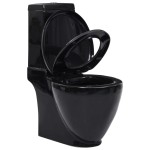 vidaXL Toaletă, negru, ceramică, flux de apă în spate vidaXL Toaletă, negru, ceramică, flux de apă în spate