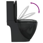 vidaXL Toaletă, negru, ceramică, flux de apă în spate vidaXL Toaletă, negru, ceramică, flux de apă în spate