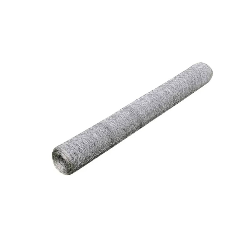 vidaXL Plasă de sârmă găini, argintiu, 25 x 0,5 m, oțel galvanizat