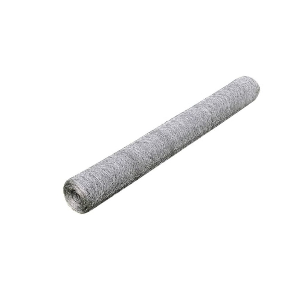 vidaXL Plasă de sârmă găini, argintiu, 25 x 0,5 m, oțel galvanizat