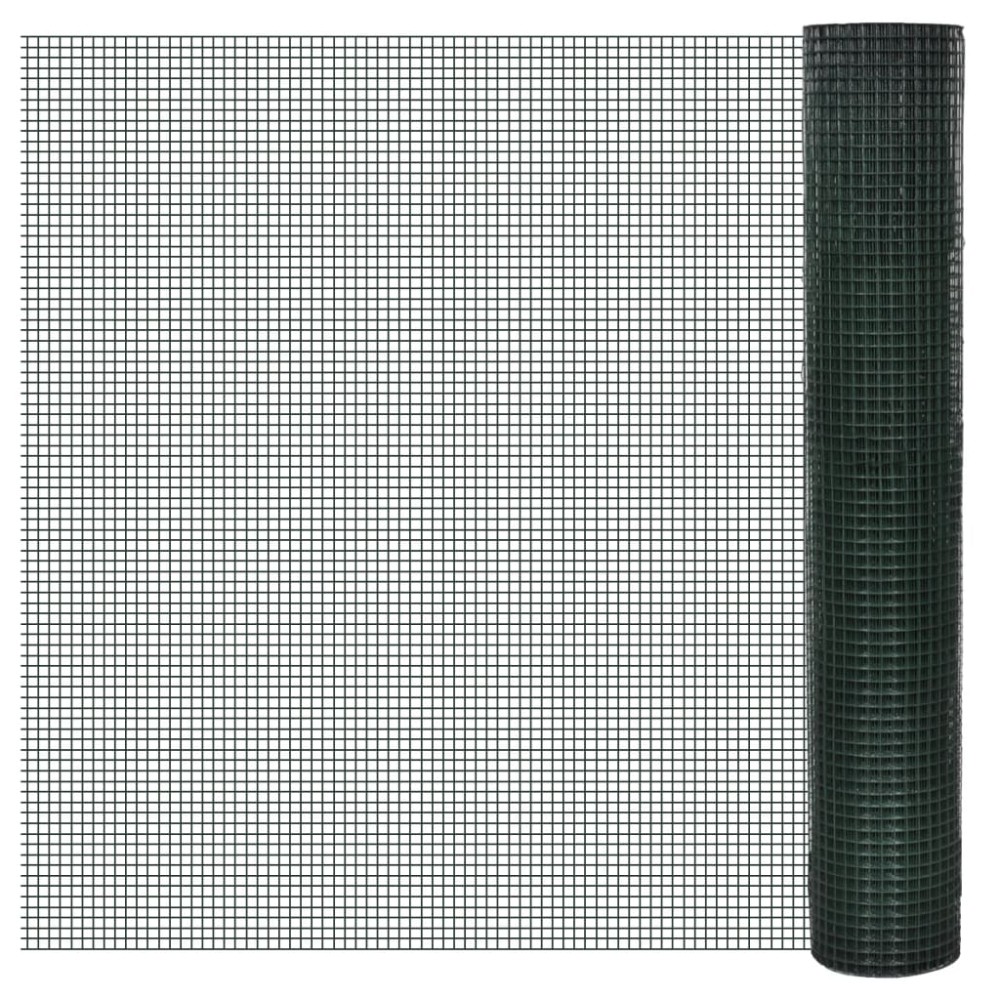 vidaXL Plasă de sârmă găini, verde, 10 x 1 m, oțel galvanizat cu PVC