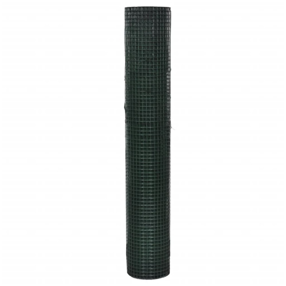 vidaXL Plasă de sârmă găini, verde, 25 x 1 m, oțel galvanizat cu PVC
