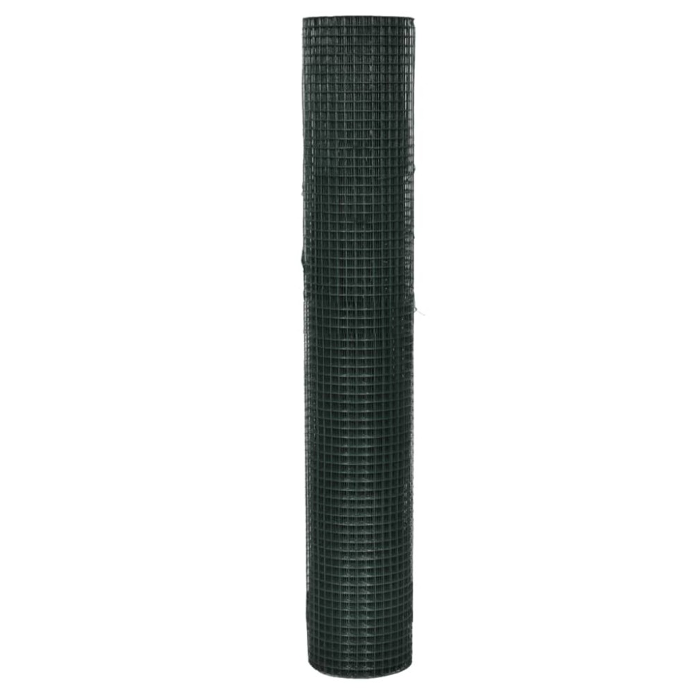 vidaXL Plasă de sârmă găini, verde, 25 x 1 m, oțel galvanizat cu PVC