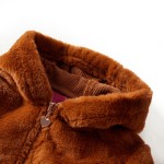 Jachetă cu glugă pentru copii, blană artificială, coniac, 116 Jachetă cu glugă pentru copii, blană artificială, coniac, 116