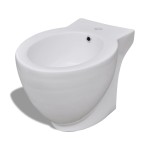 vidaXL Bideu rotund pe pardoseală, ceramică calitate superioară, alb vidaXL Bideu rotund pe pardoseală, ceramică calitate superioară, alb