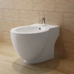 vidaXL Bideu rotund pe pardoseală, ceramică calitate superioară, alb vidaXL Bideu rotund pe pardoseală, ceramică calitate superioară, alb