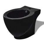 vidaXL Bideu rotund pe pardoseală, negru, ceramică calitate superioară vidaXL Bideu rotund pe pardoseală, negru, ceramică calitate superioară