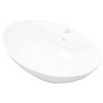 Chiuvetă ovală cu preaplin & orificiu robinet, ceramică de lux Chiuvetă ovală cu preaplin & orificiu robinet, ceramică de lux
