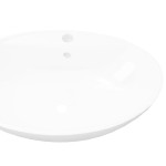 Chiuvetă ovală cu preaplin & orificiu robinet, ceramică de lux Chiuvetă ovală cu preaplin & orificiu robinet, ceramică de lux