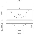 Chiuvetă dreptunghiulară din ceramică cu preaplin și scurgere 60x46 cm Chiuvetă dreptunghiulară din ceramică cu preaplin și scurgere 60x46 cm