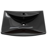 Chiuvetă dreptunghiulară preaplin & gaură robinet, negru, ceramică lux Chiuvetă dreptunghiulară preaplin & gaură robinet, negru, ceramică lux
