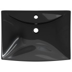 Chiuvetă dreptunghiulară preaplin & gaură robinet, negru, ceramică lux Chiuvetă dreptunghiulară preaplin & gaură robinet, negru, ceramică lux