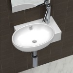 Chiuvetă de baie, orificiu robinet & preaplin, alb, ceramică Chiuvetă de baie, orificiu robinet & preaplin, alb, ceramică
