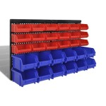 Set coș depozitare pt garaj, montat pe perete 30 buc albastru, plastic Set coș depozitare pt garaj, montat pe perete 30 buc albastru, plastic