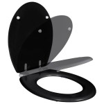 vidaXL Capac WC cu închidere silențioasă negru MDF design simplu vidaXL Capac WC cu închidere silențioasă negru MDF design simplu