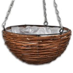 Coș rotund de salcie suspendat, 4 buc, cu căptușeală și lanț Coș rotund de salcie suspendat, 4 buc, cu căptușeală și lanț