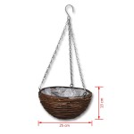 Coș rotund de salcie suspendat, 4 buc, cu căptușeală și lanț Coș rotund de salcie suspendat, 4 buc, cu căptușeală și lanț