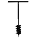 Burghiu de sol cu mâner, 150 mm, trei spirale, negru, oțel Burghiu de sol cu mâner, 150 mm, trei spirale, negru, oțel