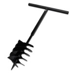 Burghiu de sol cu mâner, 200 mm, trei spirale, negru, oțel Burghiu de sol cu mâner, 200 mm, trei spirale, negru, oțel