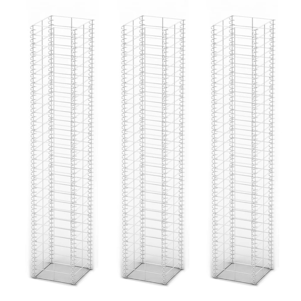 vidaXL Set gabioane, 3 buc, sârmă galvanizată, 25 x 25 x 150 cm