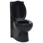 Vas toaletă din ceramică, WC baie de colț, negru Vas toaletă din ceramică, WC baie de colț, negru