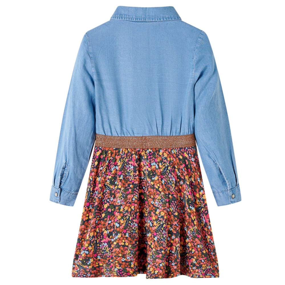 Rochie pentru copii cu mâneci lungi, bleumarin și albastru denim, 92