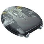 Scaun de toaletă cu capac din MDF, design din porțelan Scaun de toaletă cu capac din MDF, design din porțelan