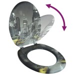 Scaun de toaletă cu capac din MDF, design din porțelan Scaun de toaletă cu capac din MDF, design din porțelan