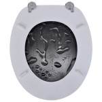 Scaun de toaletă cu capac din MDF, design cu picături de apă Scaun de toaletă cu capac din MDF, design cu picături de apă
