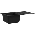Chiuvetă bucătărie granit, bazin unic cu scurgere reversibilă, negru Chiuvetă bucătărie granit, bazin unic cu scurgere reversibilă, negru