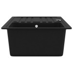 Chiuvetă bucătărie granit, bazin unic cu scurgere reversibilă, negru Chiuvetă bucătărie granit, bazin unic cu scurgere reversibilă, negru