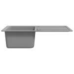 Chiuvetă bucătărie granit, bazin unic cu scurgere, reversibilă, gri Chiuvetă bucătărie granit, bazin unic cu scurgere, reversibilă, gri