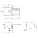 Chiuvetă bucătărie granit, bazin unic cu scurgere, reversibilă, gri Chiuvetă bucătărie granit, bazin unic cu scurgere, reversibilă, gri