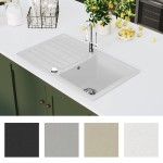 Chiuvetă bucătărie granit, bazin unic cu scurgere, reversibilă, gri Chiuvetă bucătărie granit, bazin unic cu scurgere, reversibilă, gri