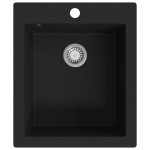 vidaXL Chiuvetă bucătărie suprapusă, cu un singur bazin, negru, granit vidaXL Chiuvetă bucătărie suprapusă, cu un singur bazin, negru, granit