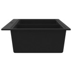 Chiuvetă de bucătărie din granit încastrată, cu două cuve, neagră Chiuvetă de bucătărie din granit încastrată, cu două cuve, neagră
