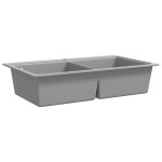 Chiuvetă de bucătărie din granit încastrată, cu două cuve, gri Chiuvetă de bucătărie din granit încastrată, cu două cuve, gri