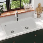 Chiuvetă de bucătărie din granit încastrată, cu două cuve, alb crem Chiuvetă de bucătărie din granit încastrată, cu două cuve, alb crem