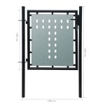 vidaXL Poartă de gard cu o ușă, negru, 100x150 cm vidaXL Poartă de gard cu o ușă, negru, 100x150 cm