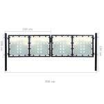 vidaXL Poartă de gard cu o ușă, negru, 300x150 cm vidaXL Poartă de gard cu o ușă, negru, 300x150 cm