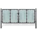 vidaXL Poartă de gard cu o ușă, negru, 300x175 cm vidaXL Poartă de gard cu o ușă, negru, 300x175 cm