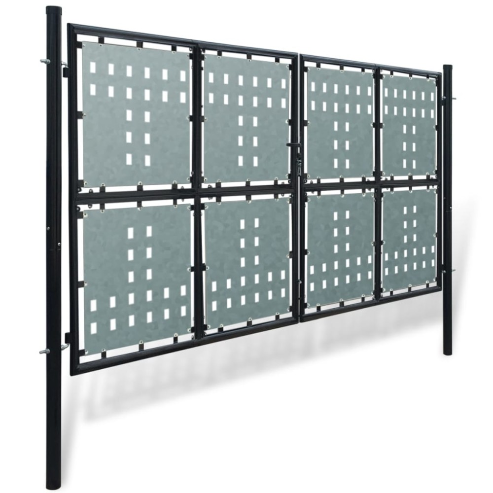 vidaXL Poartă de gard cu o ușă, negru, 300x225 cm