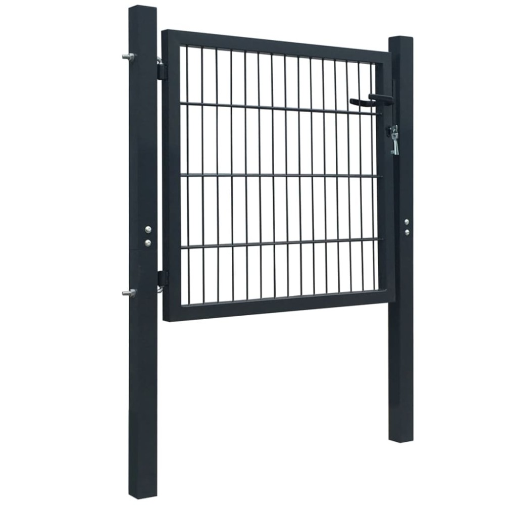 vidaXL Poartă pentru gard 2D (simplă), gri antracit, 106x130 cm
