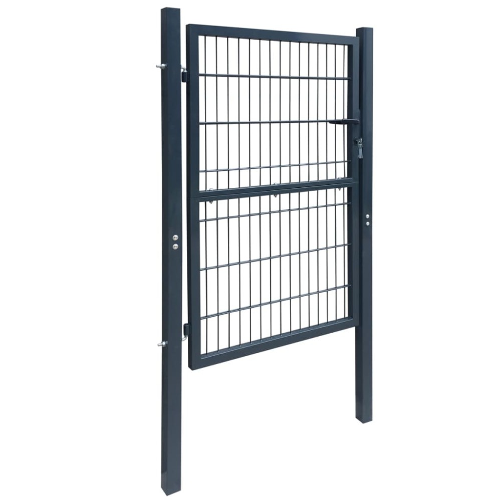 vidaXL Poartă pentru gard 2D (simplă), gri antracit, 106x170 cm